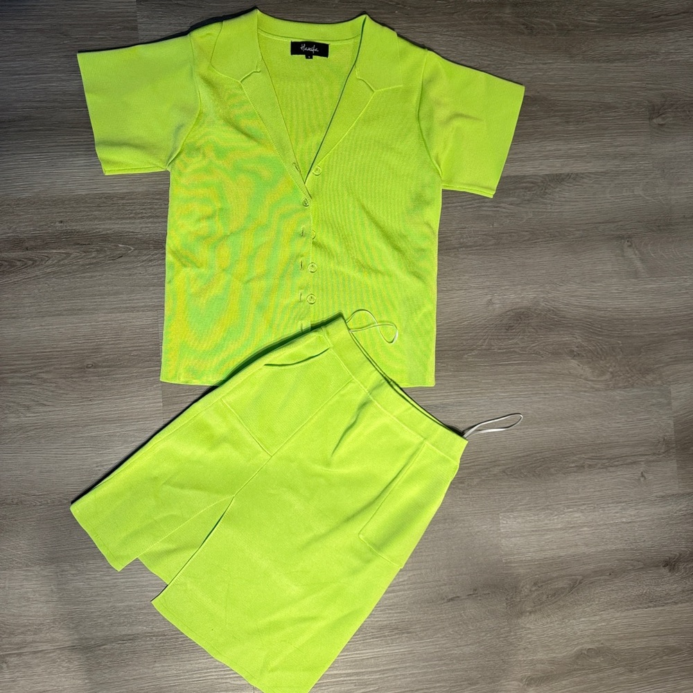 Hanifa Vibrant Green Knitwear Skirt Set - Picture 6 of 6